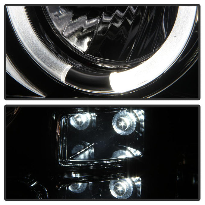 LED Halo Smoke Projector Headlights <br>07-13 GMC Sierra 1500 Sierra 2500 HD Sierra 3500 HD