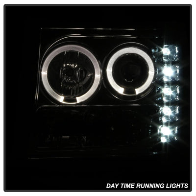 LED Halo Smoke Projector Headlights <br>07-13 GMC Sierra 1500 Sierra 2500 HD Sierra 3500 HD