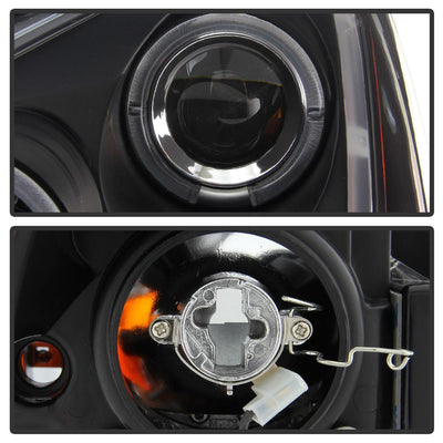 LED Halo Black Amber Reflector Projector Headlights <br>03-07 Honda Accord