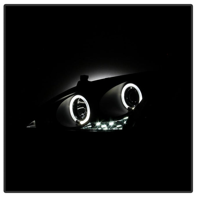 LED Halo Black Amber Reflector Projector Headlights <br>03-07 Honda Accord