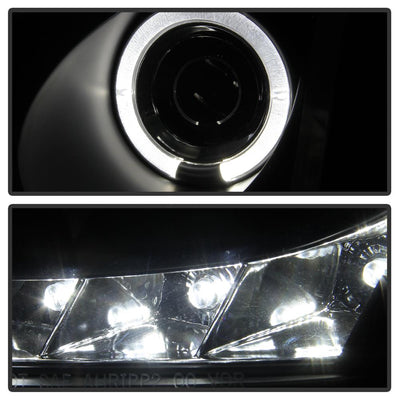 LED Halo Black Amber Reflector Projector Headlights <br>03-07 Honda Accord