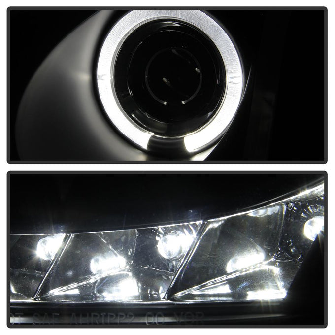LED Halo Black Amber Reflector Projector Headlights <br>03-07 Honda Accord
