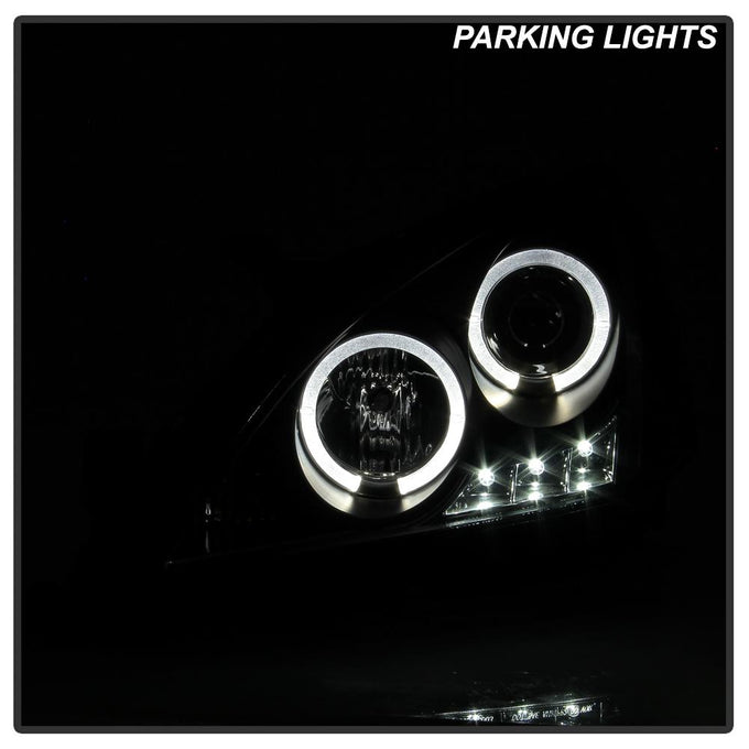 LED Halo Black Amber Reflector Projector Headlights <br>03-07 Honda Accord