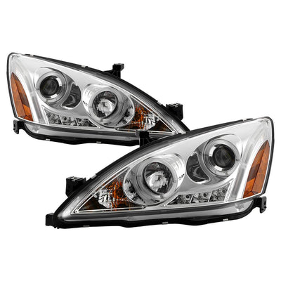 LED Halo Chrome Amber Reflector Projector Headlights <br>03-07 Honda Accord