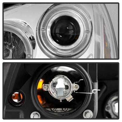LED Halo Chrome Amber Reflector Projector Headlights <br>03-07 Honda Accord