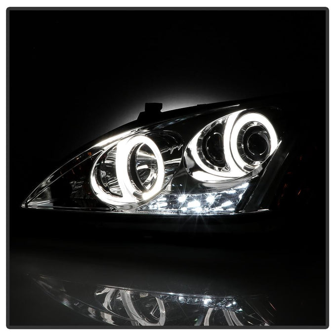 LED Halo Chrome Amber Reflector Projector Headlights <br>03-07 Honda Accord