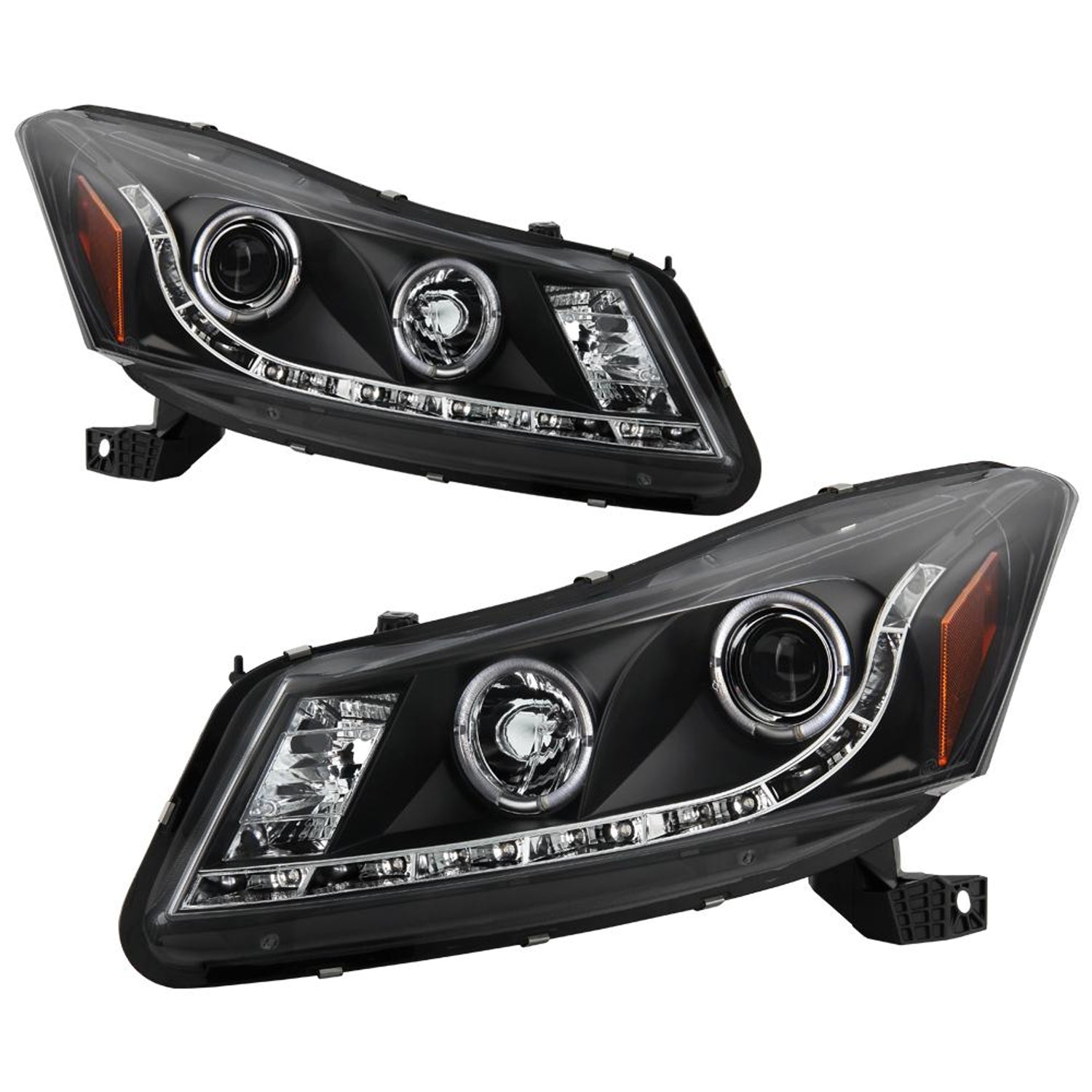 LED Halo Black Projector Headlights <br>08-12 Honda Accord 10-11 Honda Accord Crosstour
