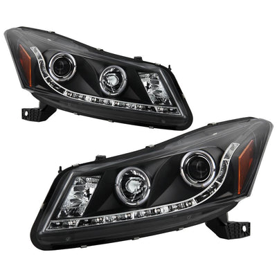 LED Halo Black Projector Headlights <br>08-12 Honda Accord 10-11 Honda Accord Crosstour