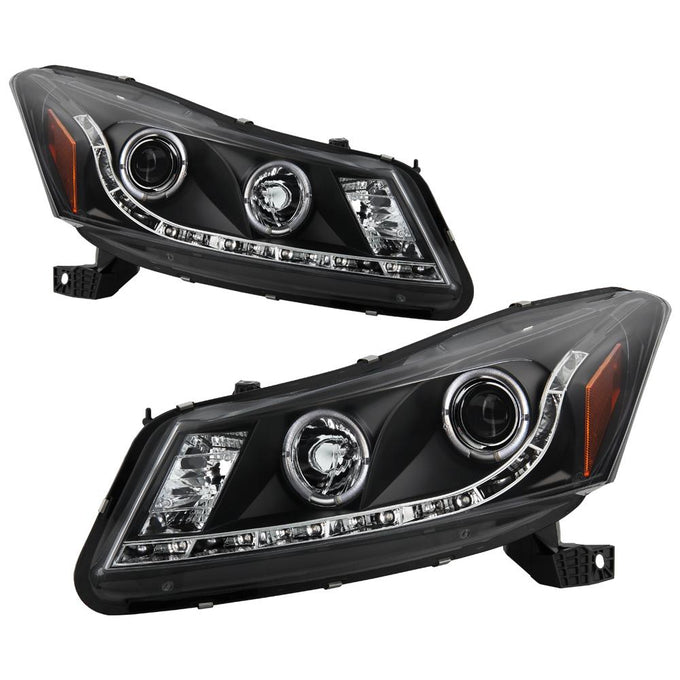 LED Halo Black Projector Headlights <br>08-12 Honda Accord 10-11 Honda Accord Crosstour