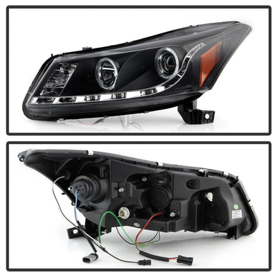 LED Halo Black Projector Headlights <br>08-12 Honda Accord 10-11 Honda Accord Crosstour