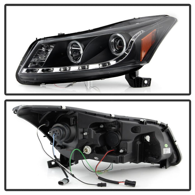 LED Halo Black Projector Headlights <br>08-12 Honda Accord 10-11 Honda Accord Crosstour