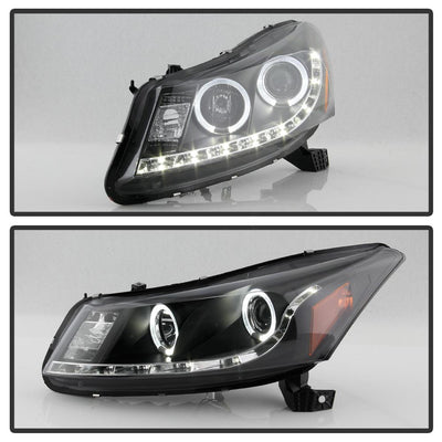 LED Halo Black Projector Headlights <br>08-12 Honda Accord 10-11 Honda Accord Crosstour
