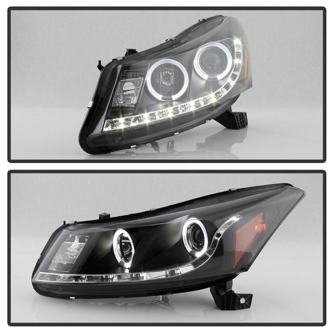 LED Halo Black Projector Headlights <br>08-12 Honda Accord 10-11 Honda Accord Crosstour