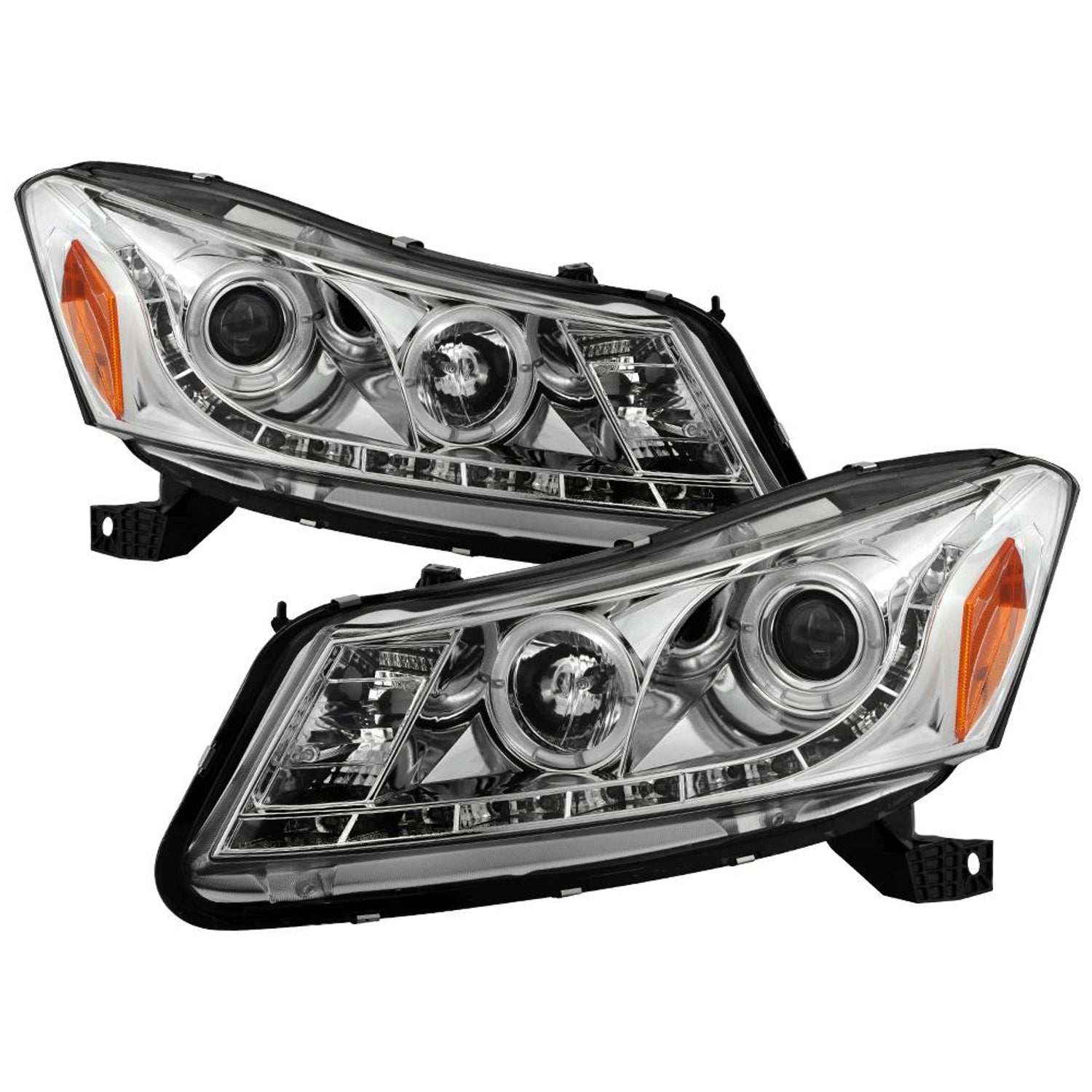 LED Halo Chrome Projector Headlights <br>08-12 Honda Accord 10-11 Honda Accord Crosstour