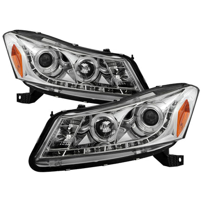 LED Halo Chrome Projector Headlights <br>08-12 Honda Accord 10-11 Honda Accord Crosstour