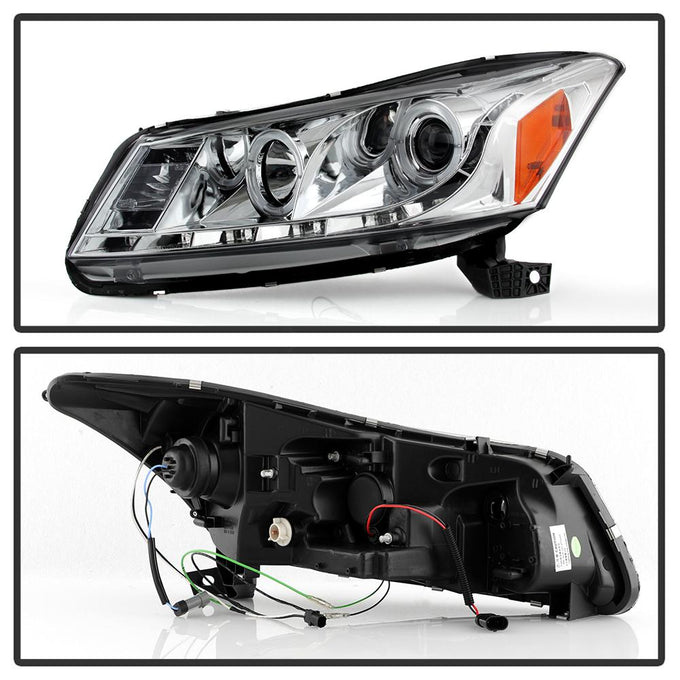 LED Halo Chrome Projector Headlights <br>08-12 Honda Accord 10-11 Honda Accord Crosstour