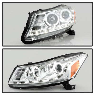 LED Halo Chrome Projector Headlights <br>08-12 Honda Accord 10-11 Honda Accord Crosstour