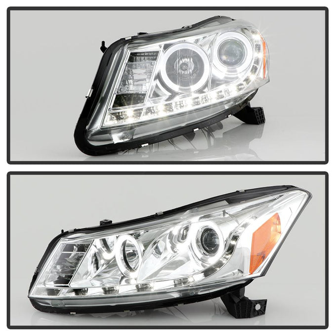 LED Halo Chrome Projector Headlights <br>08-12 Honda Accord 10-11 Honda Accord Crosstour