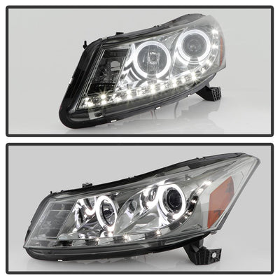 LED Halo Smoke Projector Headlights <br>08-12 Honda Accord 10-11 Honda Accord Crosstour