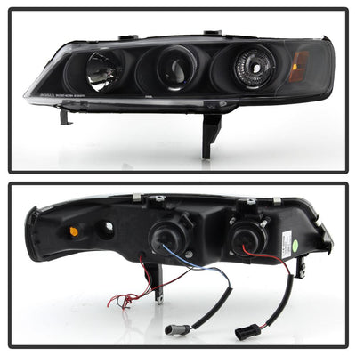 LED Halo Black Amber Reflector Projector Headlights <br>94-97 Honda Accord