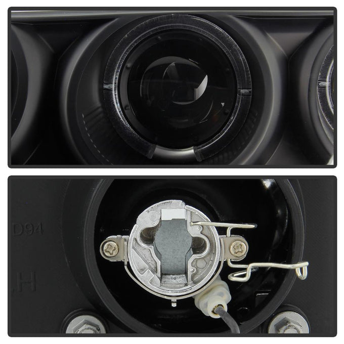 LED Halo Black Amber Reflector Projector Headlights <br>94-97 Honda Accord