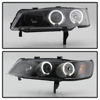 LED Halo Black Amber Reflector Projector Headlights <br>94-97 Honda Accord