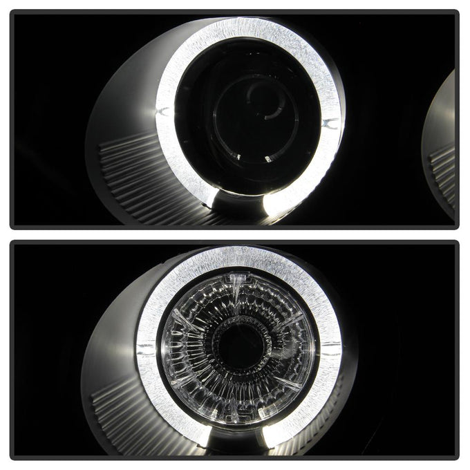LED Halo Black Amber Reflector Projector Headlights <br>94-97 Honda Accord