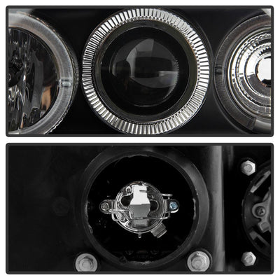 LED Halo Black Amber Reflector Projector Headlights <br>98-02 Honda Accord