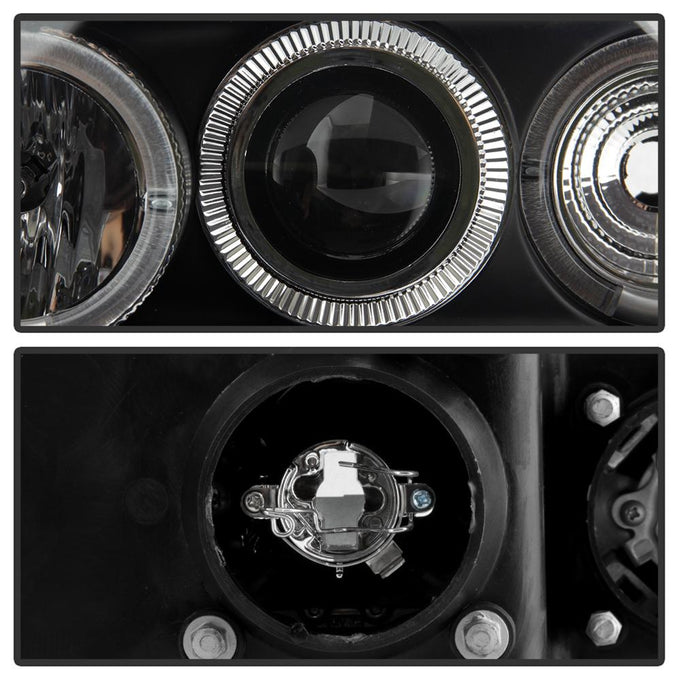 LED Halo Black Amber Reflector Projector Headlights <br>98-02 Honda Accord