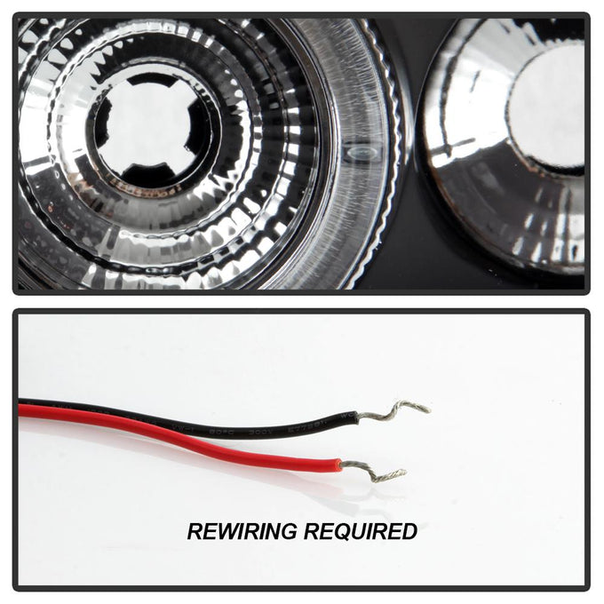 LED Halo Black Amber Reflector Projector Headlights <br>98-02 Honda Accord