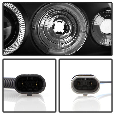LED Halo Black Amber Reflector Projector Headlights <br>98-02 Honda Accord