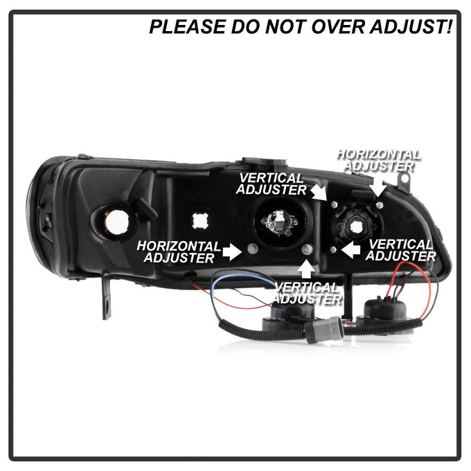 LED Halo Black Amber Reflector Projector Headlights <br>98-02 Honda Accord