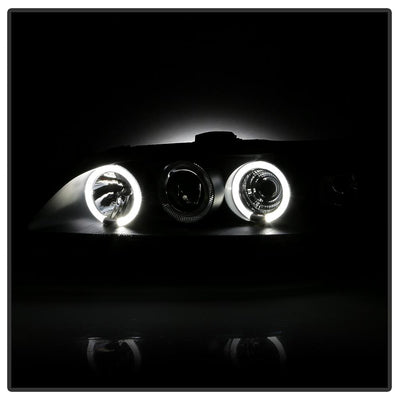 LED Halo Black Amber Reflector Projector Headlights <br>98-02 Honda Accord