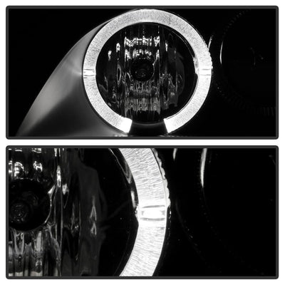 LED Halo Black Amber Reflector Projector Headlights <br>98-02 Honda Accord