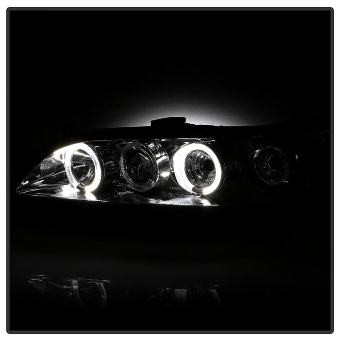 LED Halo Chrome Amber Reflector Projector Headlights <br>98-02 Honda Accord