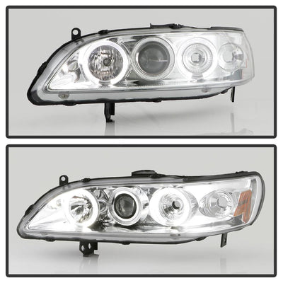LED Halo Chrome Amber Reflector Projector Headlights <br>98-02 Honda Accord