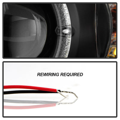 LED Halo Black Amber Reflector Projector Headlights <br>01-03 Honda Civic
