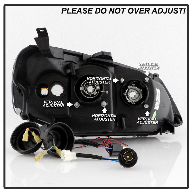 LED Halo Black Amber Reflector Projector Headlights <br>01-03 Honda Civic