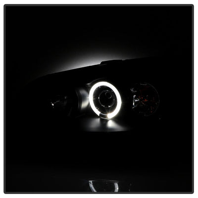 LED Halo Black Amber Reflector Projector Headlights <br>01-03 Honda Civic