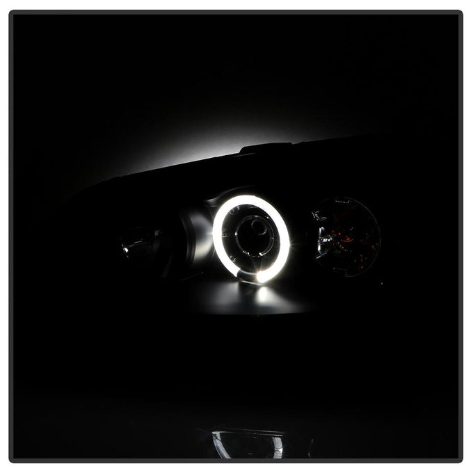 LED Halo Black Amber Reflector Projector Headlights <br>01-03 Honda Civic
