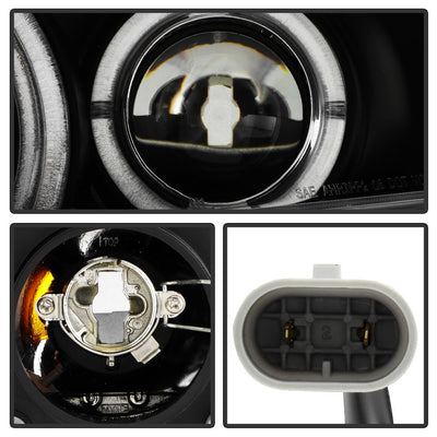 LED Halo Black Projector Headlights <br>06-08 Honda Civic