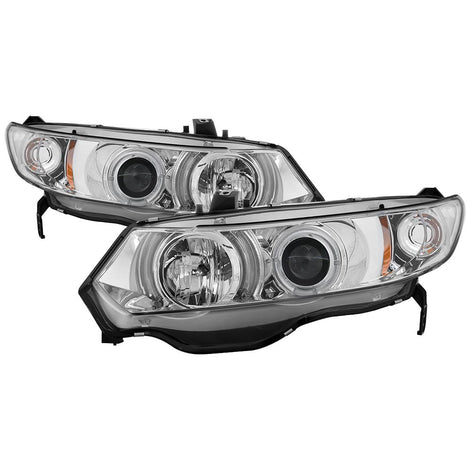 LED Halo Chrome Projector Headlights <br>06-08 Honda Civic