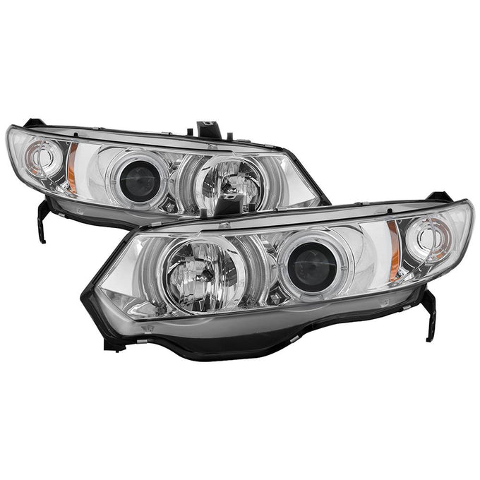 LED Halo Chrome Projector Headlights <br>06-08 Honda Civic