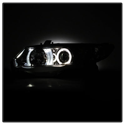 LED Halo Chrome Projector Headlights <br>06-08 Honda Civic