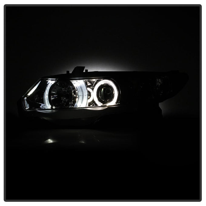LED Halo Chrome Projector Headlights <br>06-08 Honda Civic