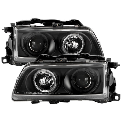 LED Halo Black Projector Headlights <br>90-91 Honda Civic CRX