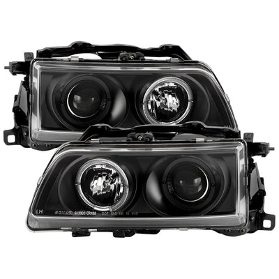 LED Halo Black Projector Headlights <br>90-91 Honda Civic CRX