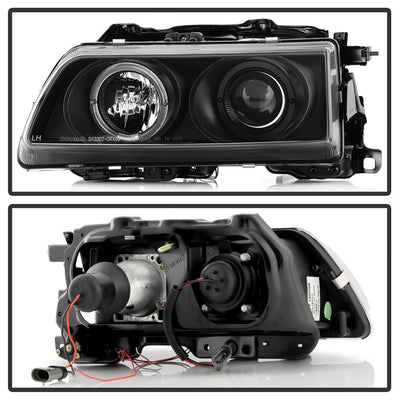 LED Halo Black Projector Headlights <br>90-91 Honda Civic CRX