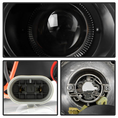 LED Halo Black Projector Headlights <br>90-91 Honda Civic CRX