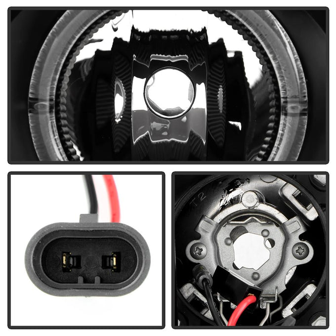 LED Halo Black Projector Headlights <br>90-91 Honda Civic CRX